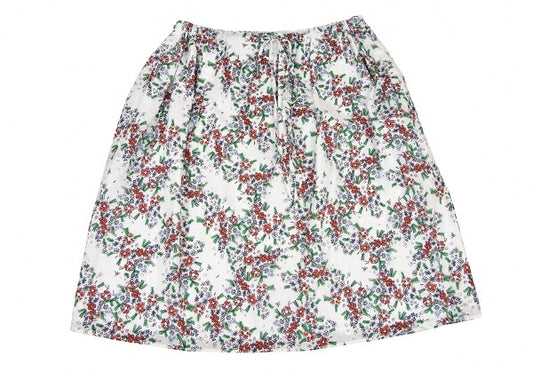 JIL SANDER NAVY Cotton Floral Print White Multi Skirt Size 42