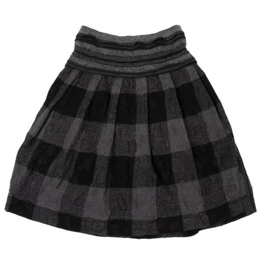 ISSEY MIYAKE HaaT Openwork Wool Check Skirt Black Size 2