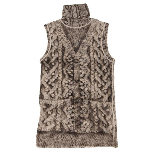 Jean Paul GAULTIER Cable Knit Print Power Top White Size S