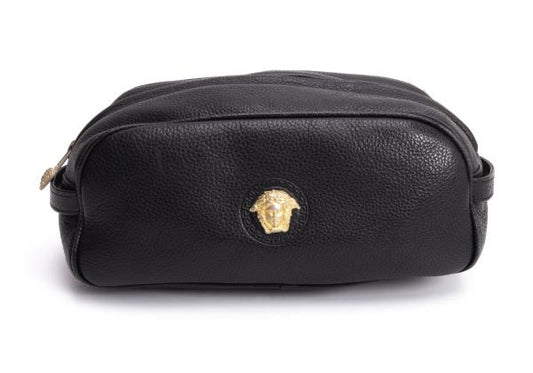 GIANNI VERSACE Leather Double Pouch Black