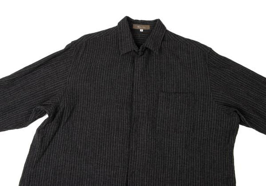 Y's for men Pinstripe Snap Button Long Sleeve Shirt Black Size M