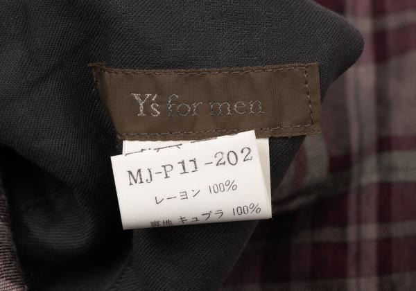 Y's for men Rayon Check Drawstring Wide Pants Purple Size M