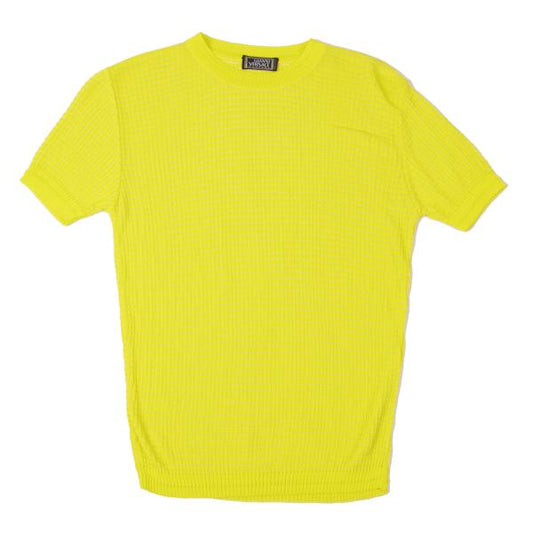 GIANNI VERSACE Short Sleeve Knit Sweater Yellow Size 40