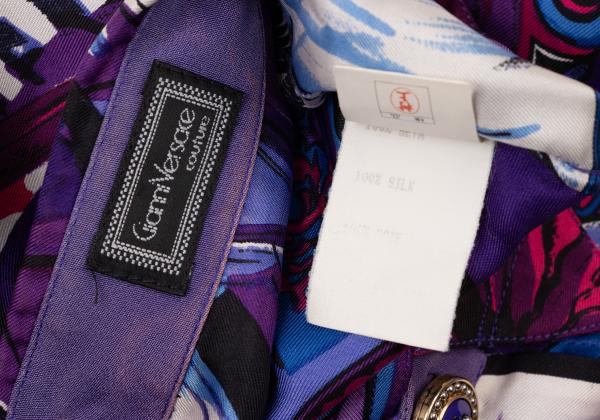 GIANNI VERSACE Silk All-Over Print Short Shirt Multi Size M
