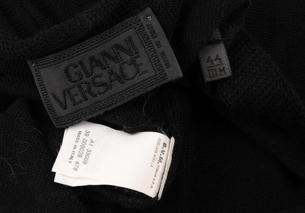 GIANNI VERSACE Bijou V-Neck Wool Sweater Black Size 44
