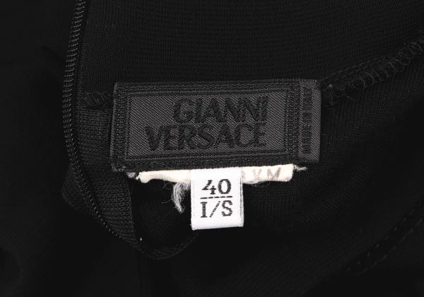 GIANNI VERSACE Black Rayon Embroidered Mock Neck Top Size 40