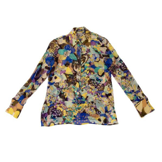 GIANNI VERSACE Silk All-Over Print Shirt Multi Size 40