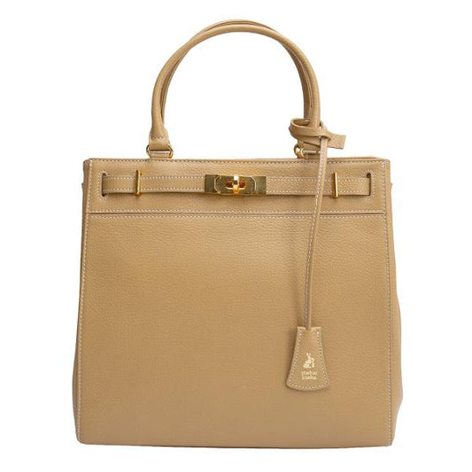 YOSHIE INABA Leather Handle Bag Beige