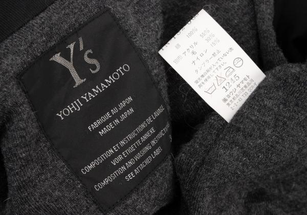 Y's Mixed Material Buttonless Jacket Black Size 3