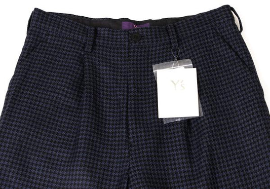 Y's PINK Wool Houndstooth Pattern Pants Navy Black Size 3
