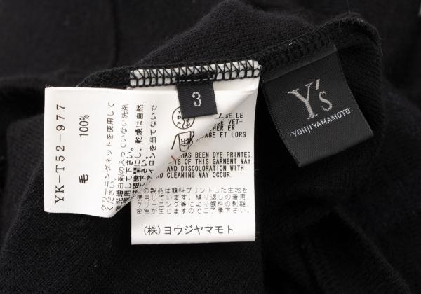 Y's Wool Flower Print Knit Top Black Size 3