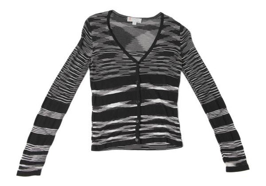 MISSONI Viscose Stripe Knit Cardigan Black/White Size 38