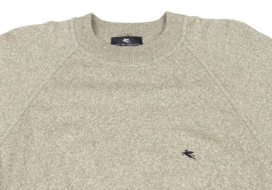ETRO Cotton Embroidered Detail Sweater Green Size 50