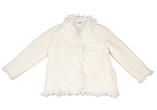 ISSEY MIYAKE Sashiko Stitch Boa Lined Jacket White Size 3