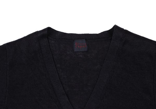 Papas Linen V-Neck Knit Vest Navy Size M