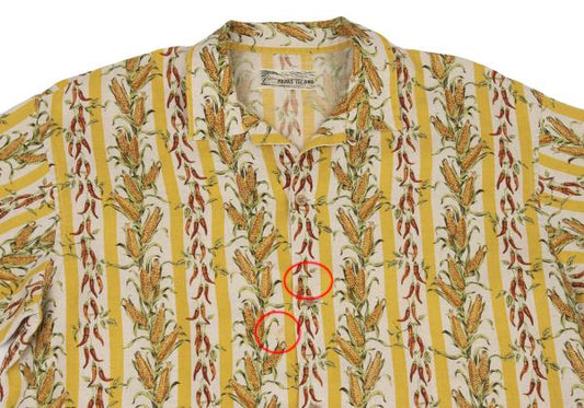 Papas ISLAND Beige Linen Stripe Print Collar Shirt Size M