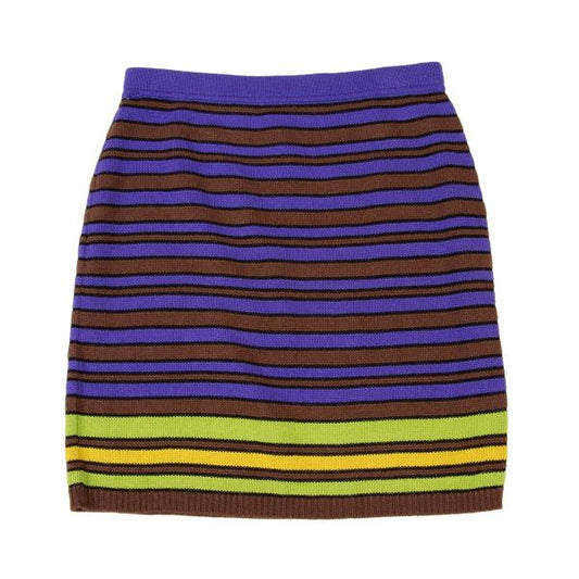 GIANNI VERSACE Wool Blend Border Knit Skirt Multi Size 44
