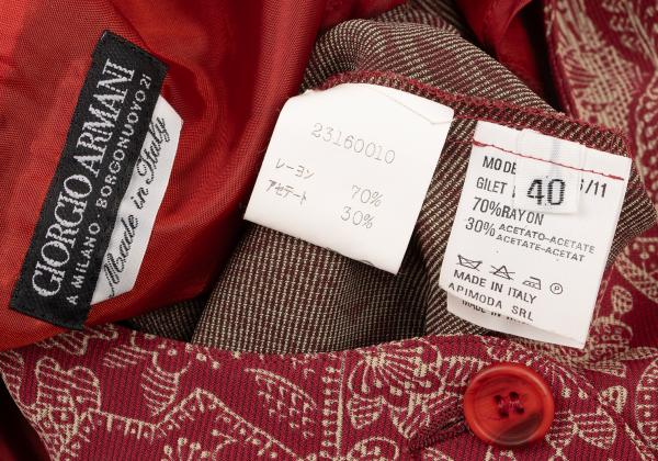 GIORGIO ARMANI Botanical Print Vest Red Beige Size 40