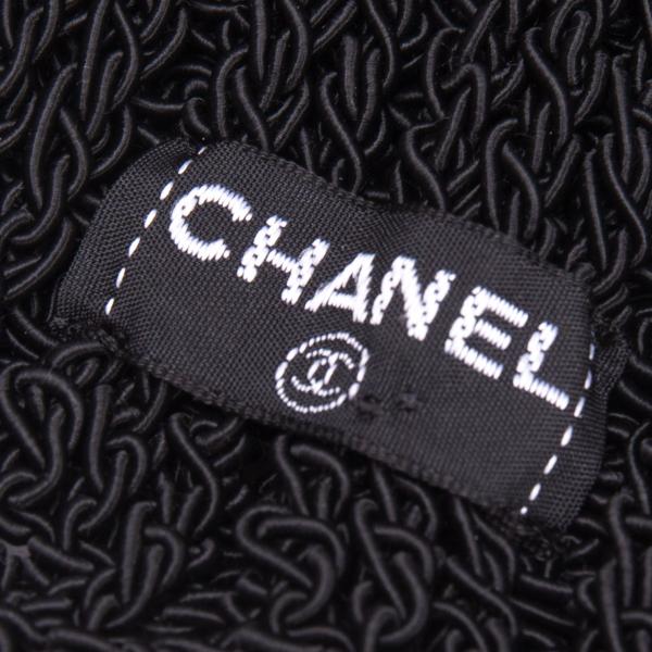 CHANEL Design Knit Cap Black