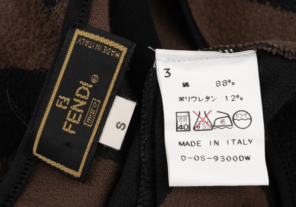 FENDI Cotton Striped Terry T-Shirt Black Size S