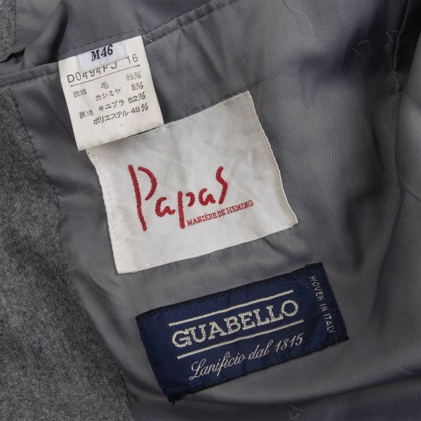 Papas GUABELLO Wool Cashmere Tailored Blazer Gray Size M46