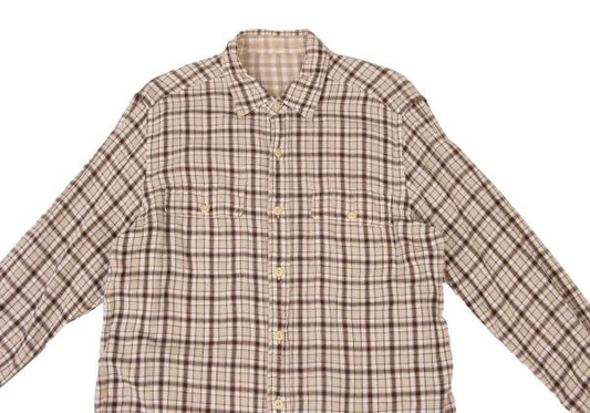 Papas Beige Check Reversible Cotton Long Sleeve Shirt Size L