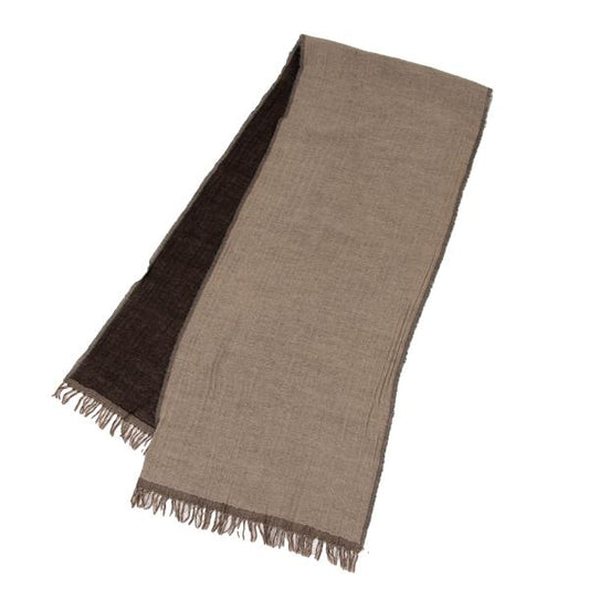Papas Fine Merino Wool Bi-Color Fringe Scarf Brown