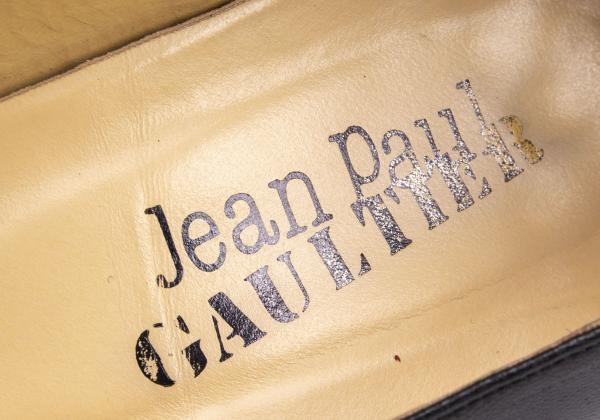 Jean Paul GAULTIER Leather Side Gather Pumps Black Size 24CM