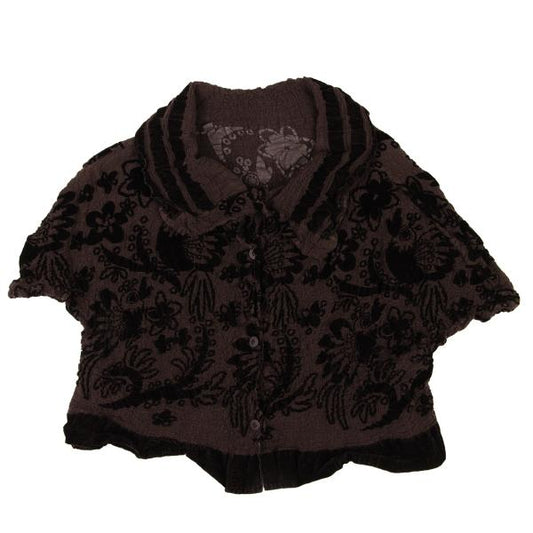 ISSEY MIYAKE me Garment-Dyed Flower Blouse Brown Size F