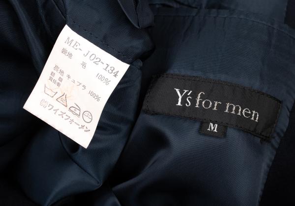 Y's for men Navy Wool Peak Double-Breasted Jacket Size M