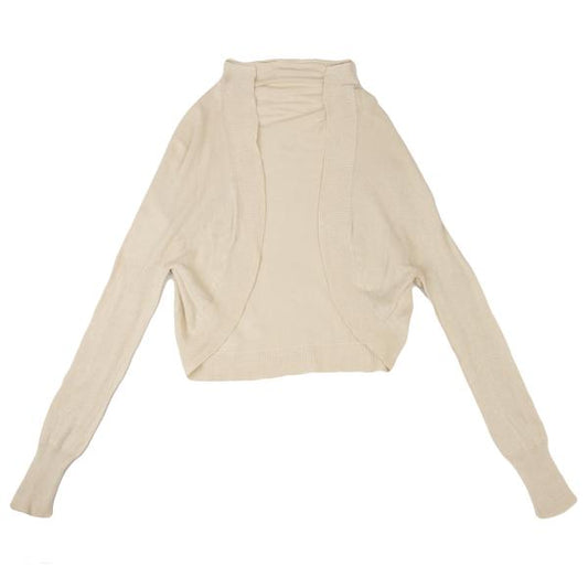 Y's Rib Design Cotton Linen Bolero Light Beige Cardigan Size 3