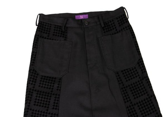 Y's Pink Flocked Houndstooth Print Wool Pants Black Size 2