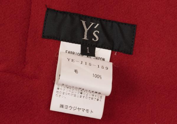 Y's Wool Felt Snap Button Jacket Red Black Size 1