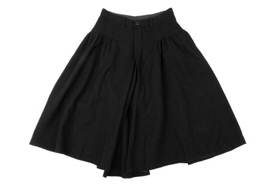 Y's Wool Tuck Gather Midi Skirt Black Size 2