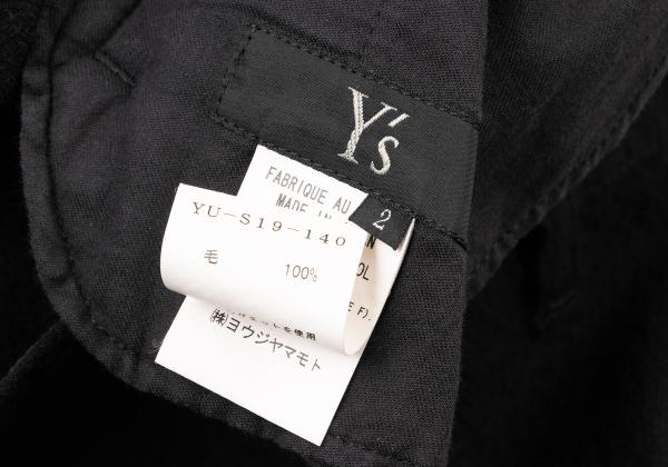 Y's Wool Tuck Gather Midi Skirt Black Size 2