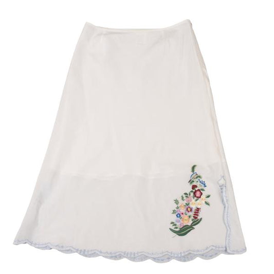 KEITA MARUYAMA Silk Cotton Flower Embroidered Skirt Size 1