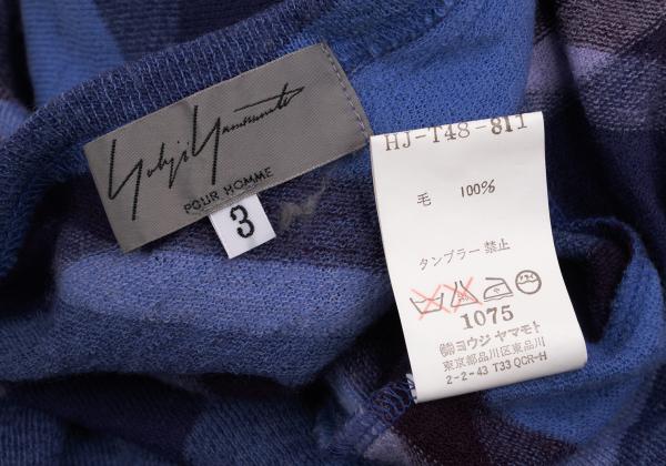 Yohji Yamamoto POUR HOMME Blue Multi Checker Knit Size 3