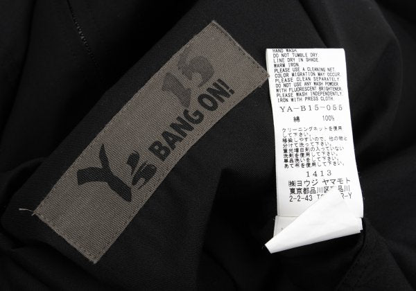 Y's BANG ON Cotton Zip-Up Stand Collar Shirt Black Size 2