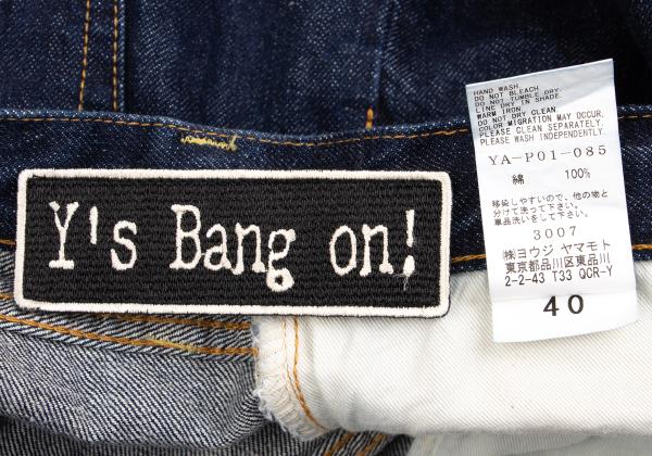 Y's BANG ON Patch Straight Denim Jeans Indigo Size 7