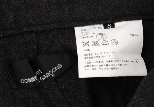 COMME des GARCONS Wool Melange Check 2-Tuck Pants Size S