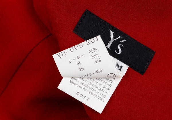 Y's 97SS Rayon Linen 3/4 Sleeve Dress Red Size M