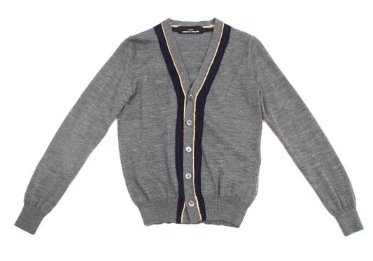 COMME des GARCONS Gold Lame Trim Wool Cardigan Gray Size S