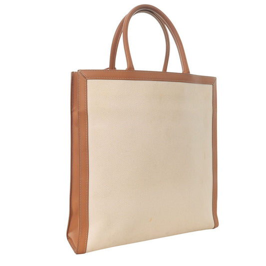 CELINE Vertical Cabas Canvas Tote Beige Brown Size ONE SIZE