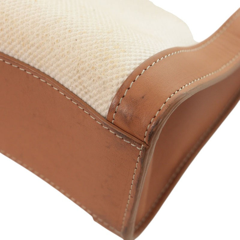 CELINE Vertical Cabas Canvas Tote Beige Brown Size ONE SIZE
