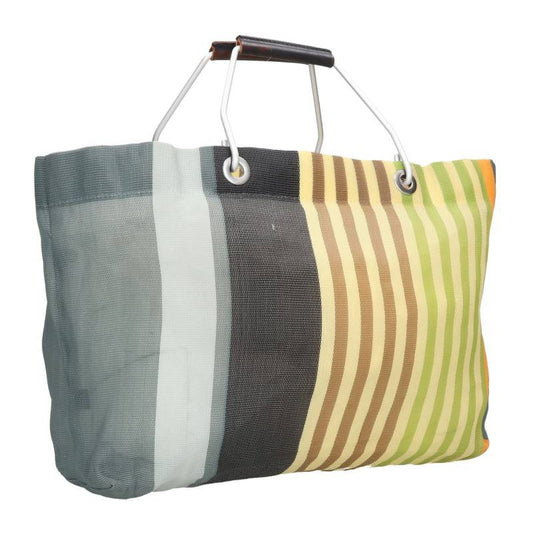MARNI Stripe Market Tote Bag Green/Gray Size ONE SIZE