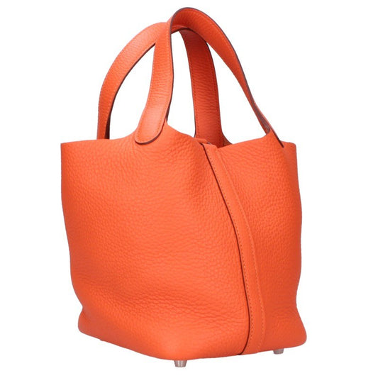 HERMES Picotin Lock PM Feu Orange Leather Bag Size PM
