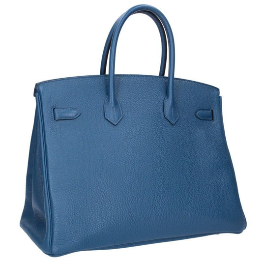 HERMES Birkin 35 Togo Leather Handbag Blue Size 35