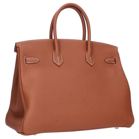 HERMES Birkin 35 Gold Togo Leather Handbag Brown Size 35