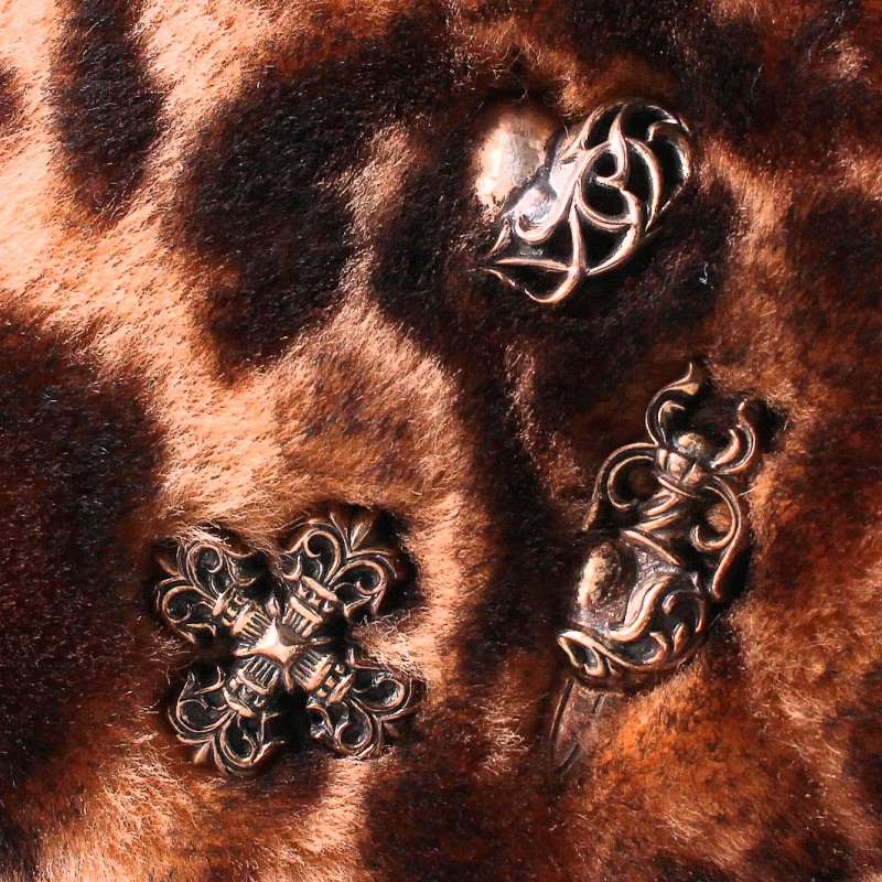 Chrome Hearts Silver Leopard Handbag Brown Size ONE SIZE