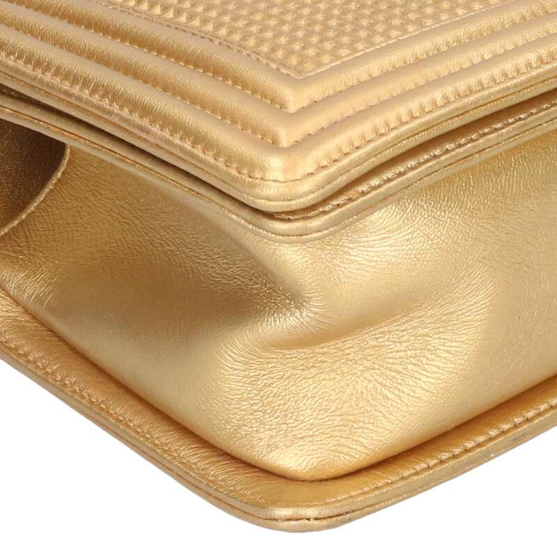 CHANEL Boy Chanel 25 Lambskin Chain Shoulder Size ONE Gold